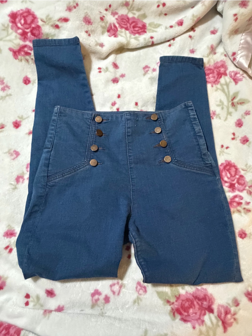 🇺🇸 Forever 21 High-Rise Dark Blue Button-Front Jeans zipper closure size 29
